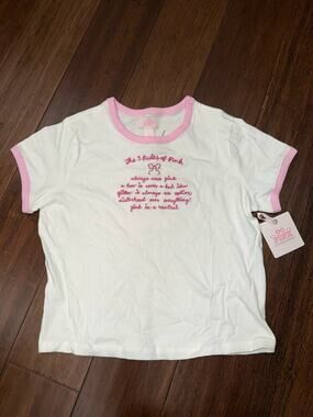 NWT PINK x LoveShackFancy Retro Cotton Baby Ringer Tee Shirt Medium